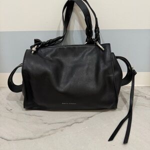 Rebecca Minkoff Black Pebbled Leather Shoulder Bag with Braided Handles